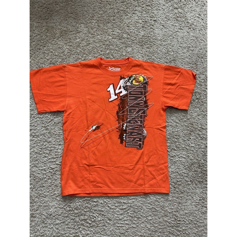 Tony Stewart Nascar Racing Shirt Orange Bass Pro Shop Shirt Mens Size Medium